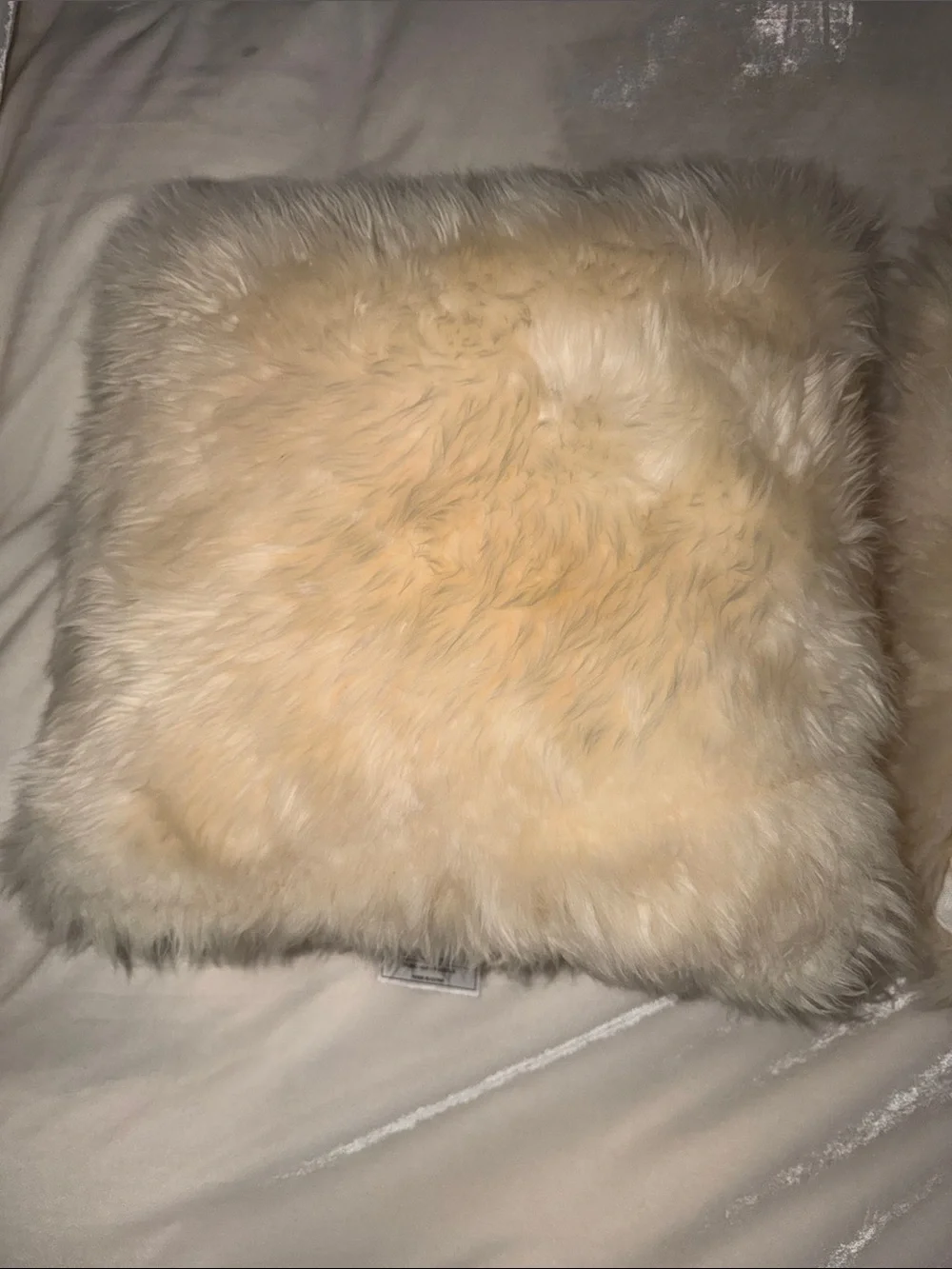 Fibre by Auskin Set of Decorative Natural Sheepskin Fur Flax Linen Cream Pillows